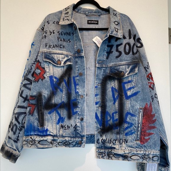 Balenciaga Other - MENS Graffiti Big Fit Denim Jacket size L